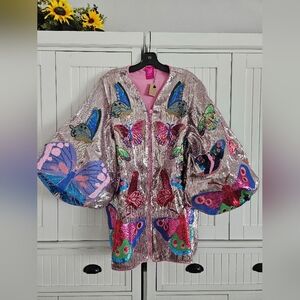 QUEEN OF SPARKLES Multicolor Sequin Bomber Jacket